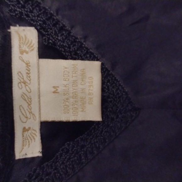 NEW Gold Hawk Black Silk Double Layer Silk Babydoll Camisole Tank Size Medium - Picture 7 of 16